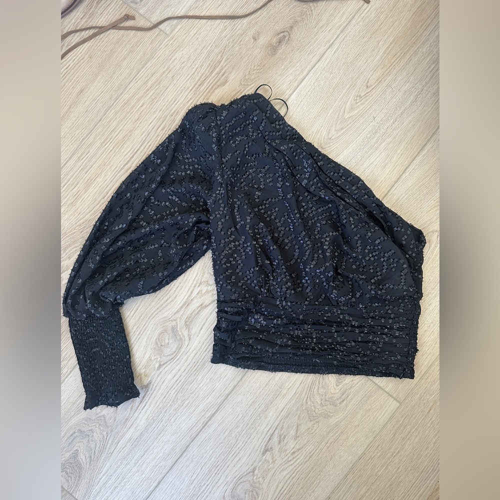 Mango Black One-Shoulder Blouse